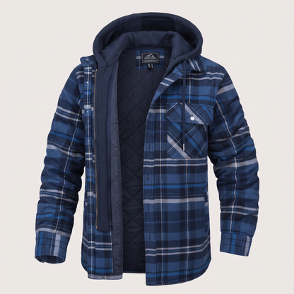 Harry Jacket Flannel with Removable Hood - Blue Grey