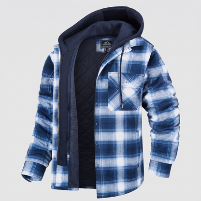 Harry Jacket Flannel with Removable Hood - Blue White