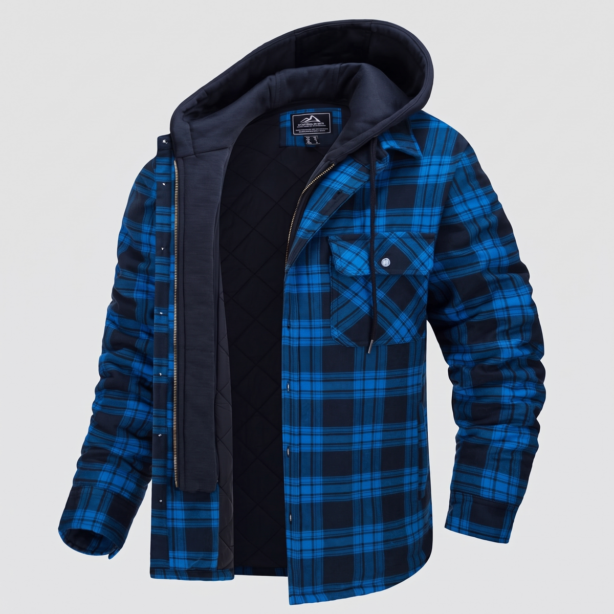 Harry Jacket Flannel with Removable Hood - Bright Blue