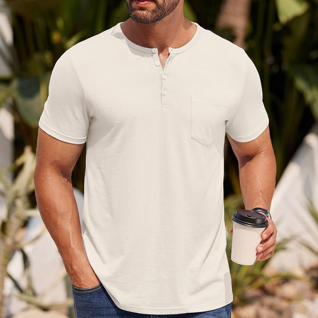 Hathersby Pocket Henley Tee - White