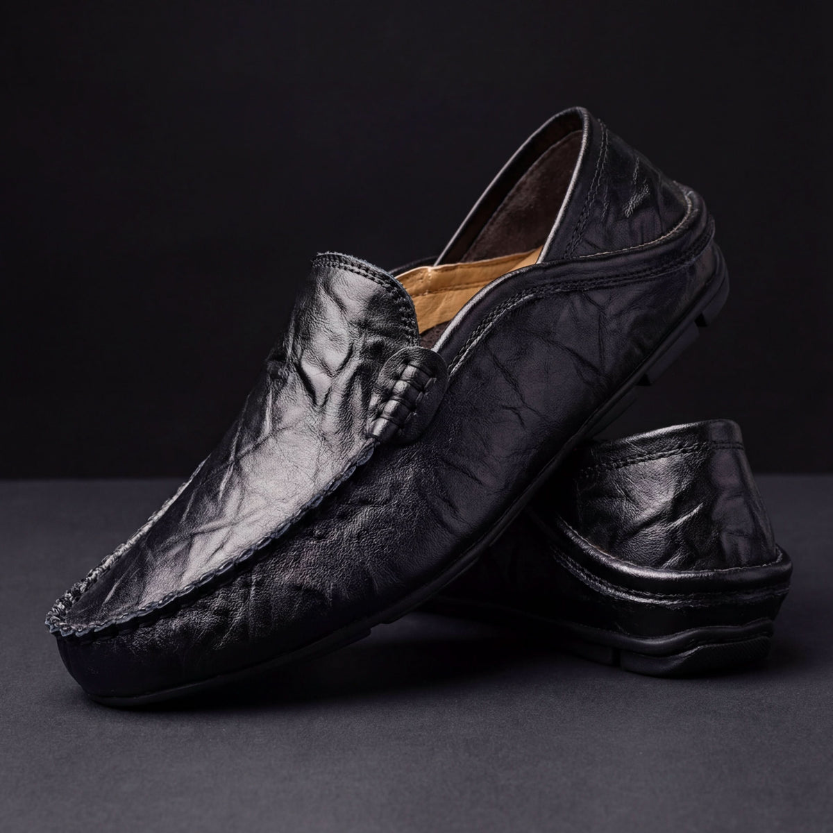 Henry Leather-Look Loafers - Black
