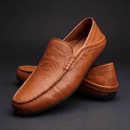 Henry Leather-Look Loafers - Chestnut