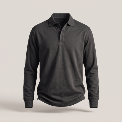 Heritage Cotton Polo Jumper - Black