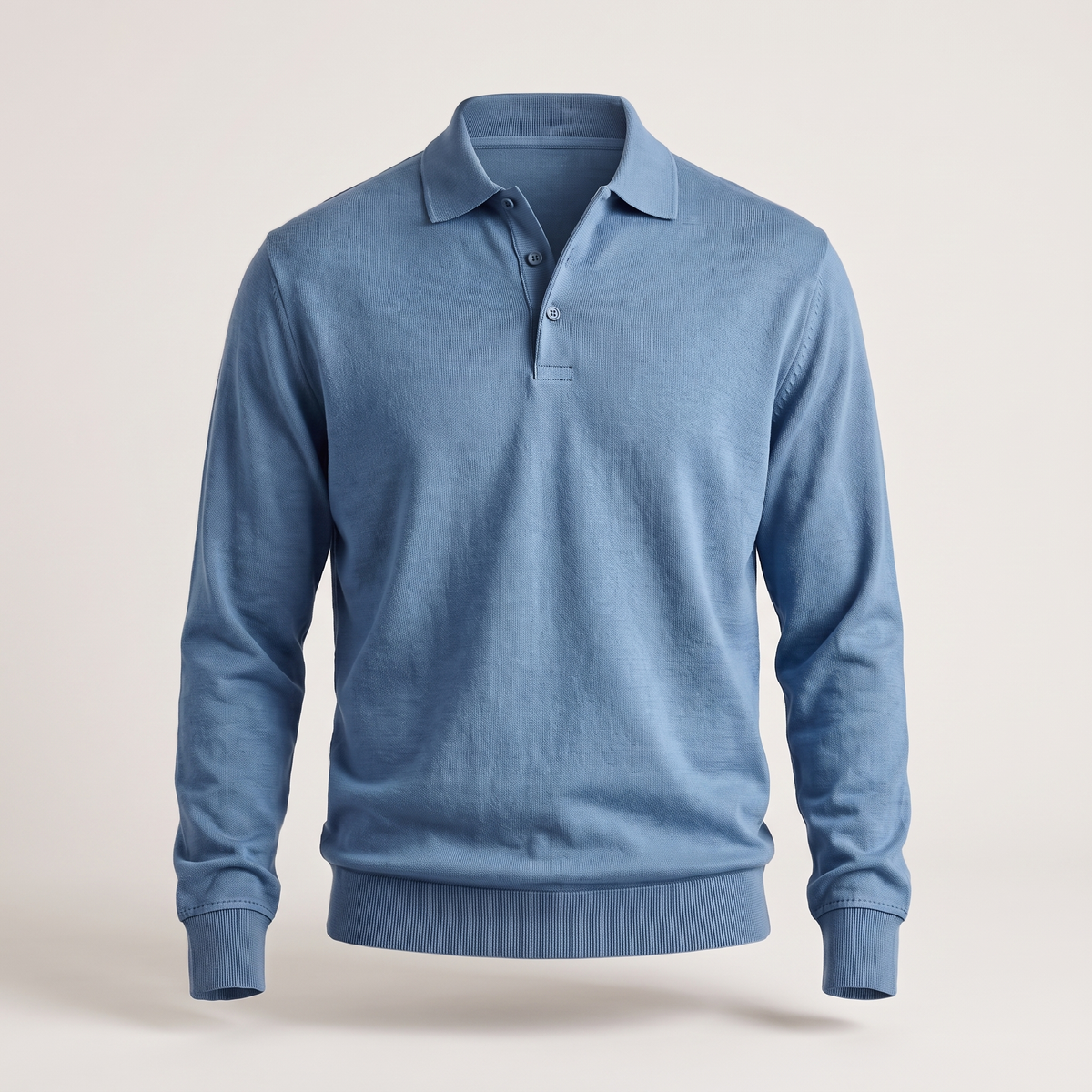 Heritage Cotton Polo Jumper - Blue