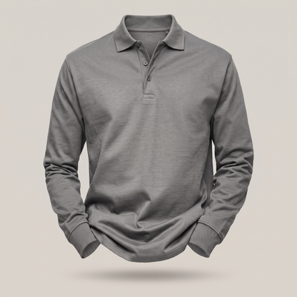 Heritage Cotton Polo Jumper - Grey