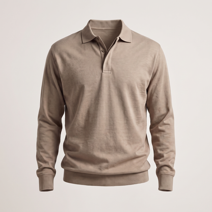 Heritage Cotton Polo Jumper - Khaki