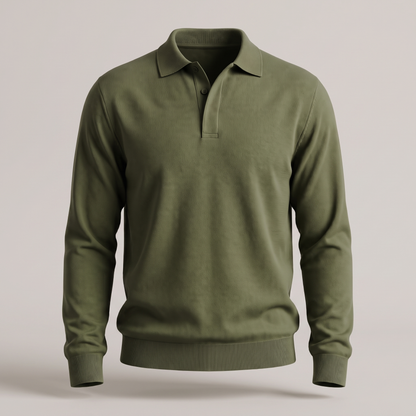 Heritage Cotton Polo Jumper - Light Green