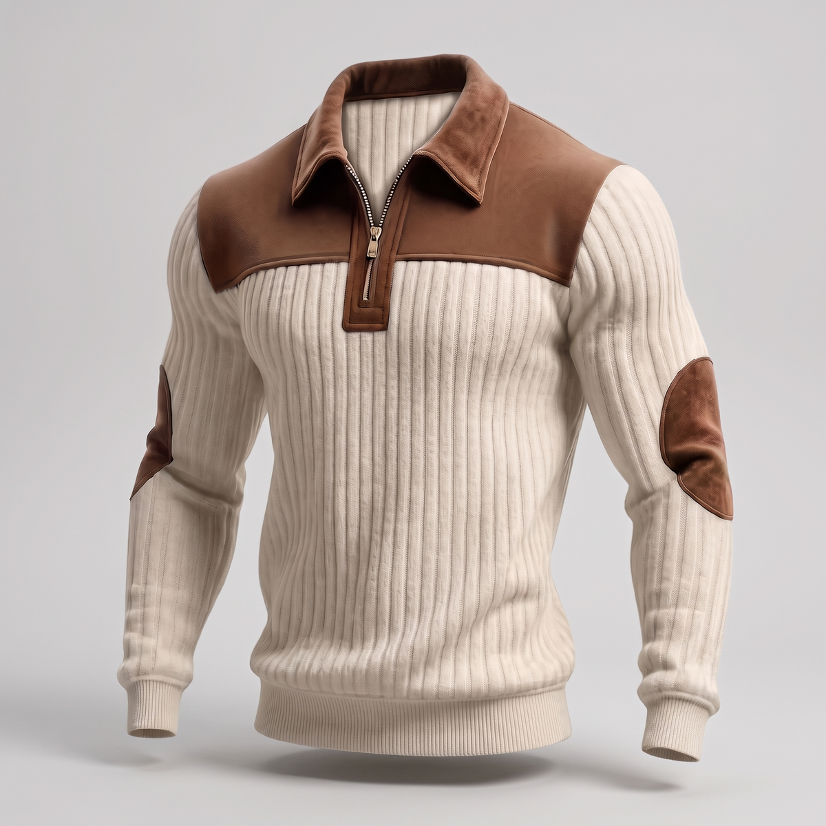 Heritage Half Zip Knit Jumper - Beige