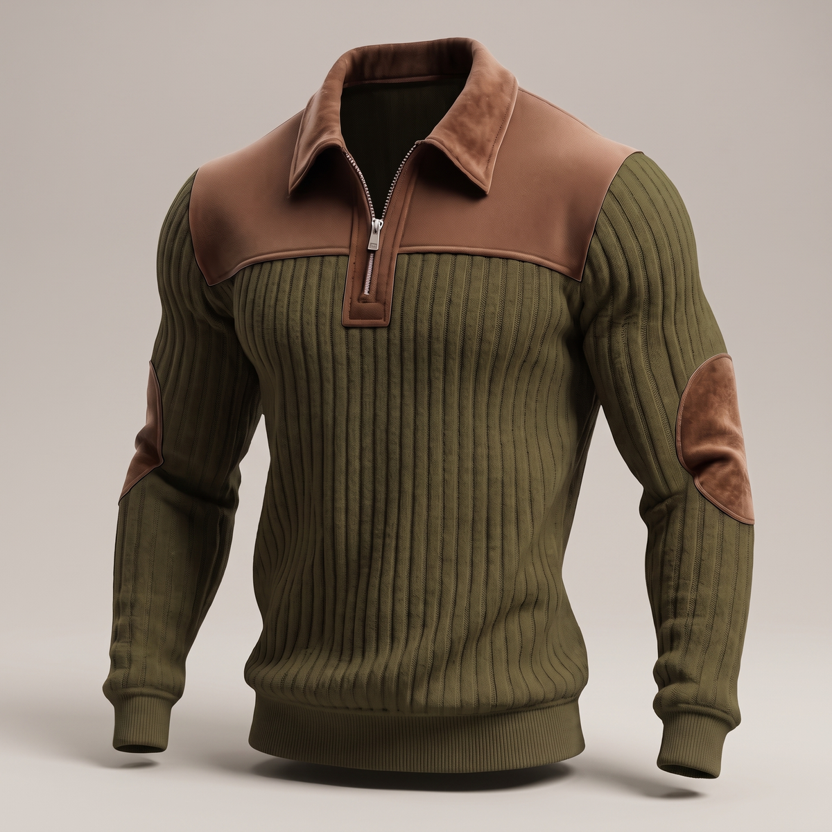 Heritage Half Zip Knit Jumper - Green