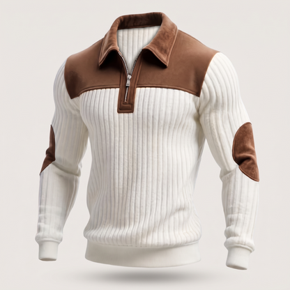 Heritage Half Zip Knit Jumper - White