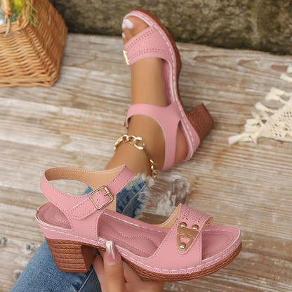Hollie Everyday Block-Heel Sandals - Pink