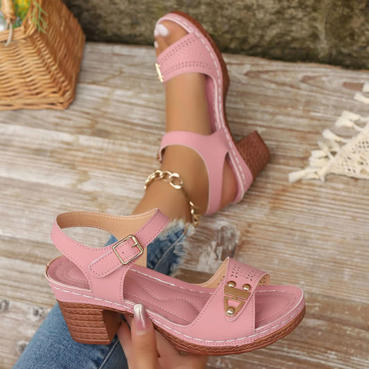 Hollie Everyday Block-Heel Sandals - Pink