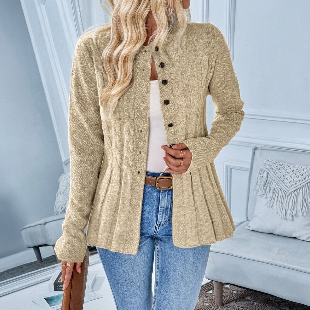 Hollingmere Ribbed Knit Cardigan - Khaki