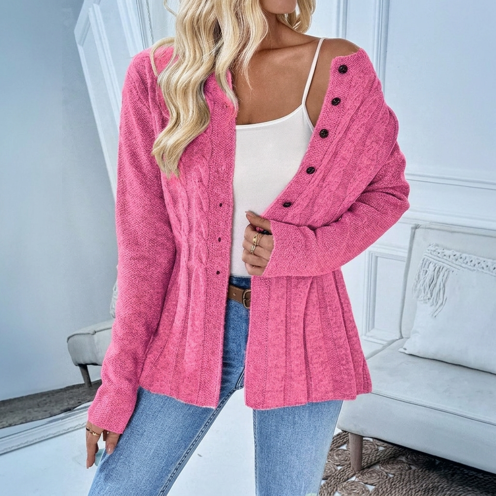 Hollingmere Ribbed Knit Cardigan - Pink