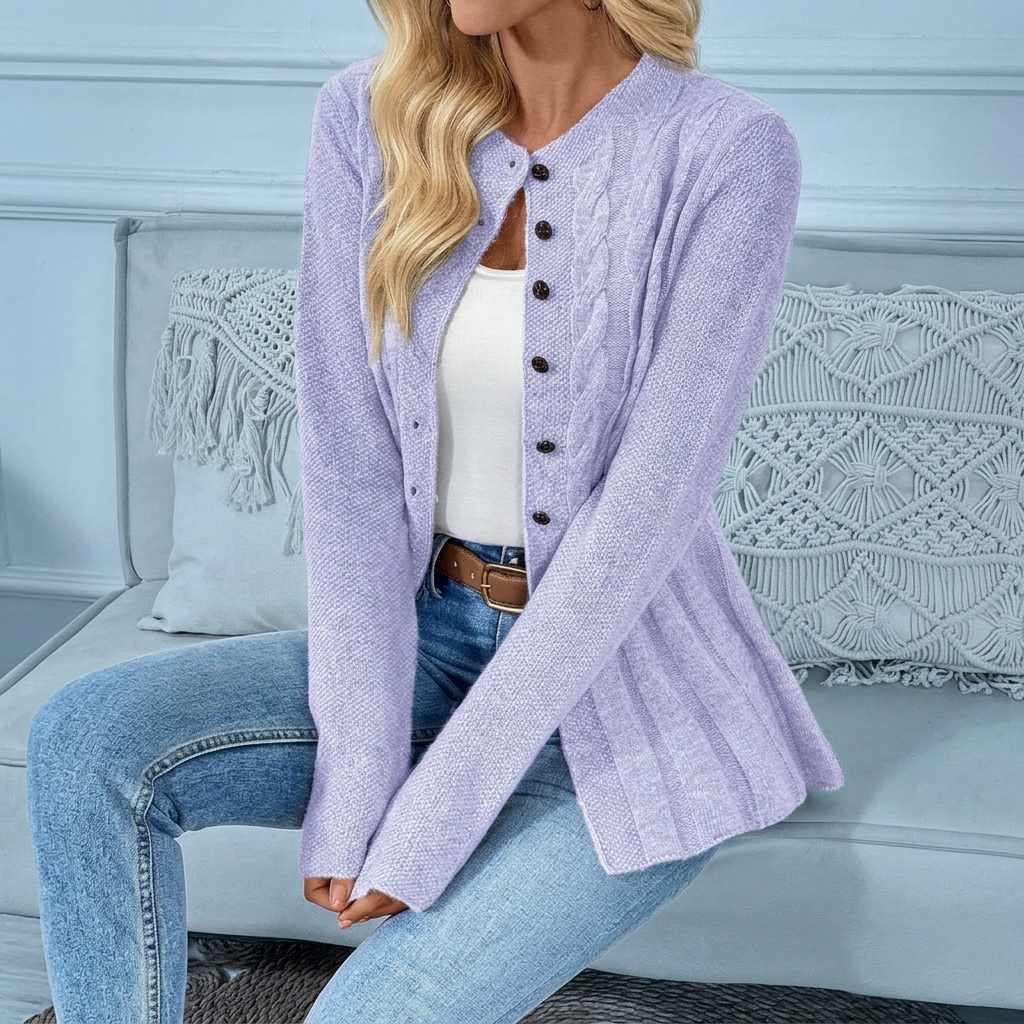 Hollingmere Ribbed Knit Cardigan - Violet