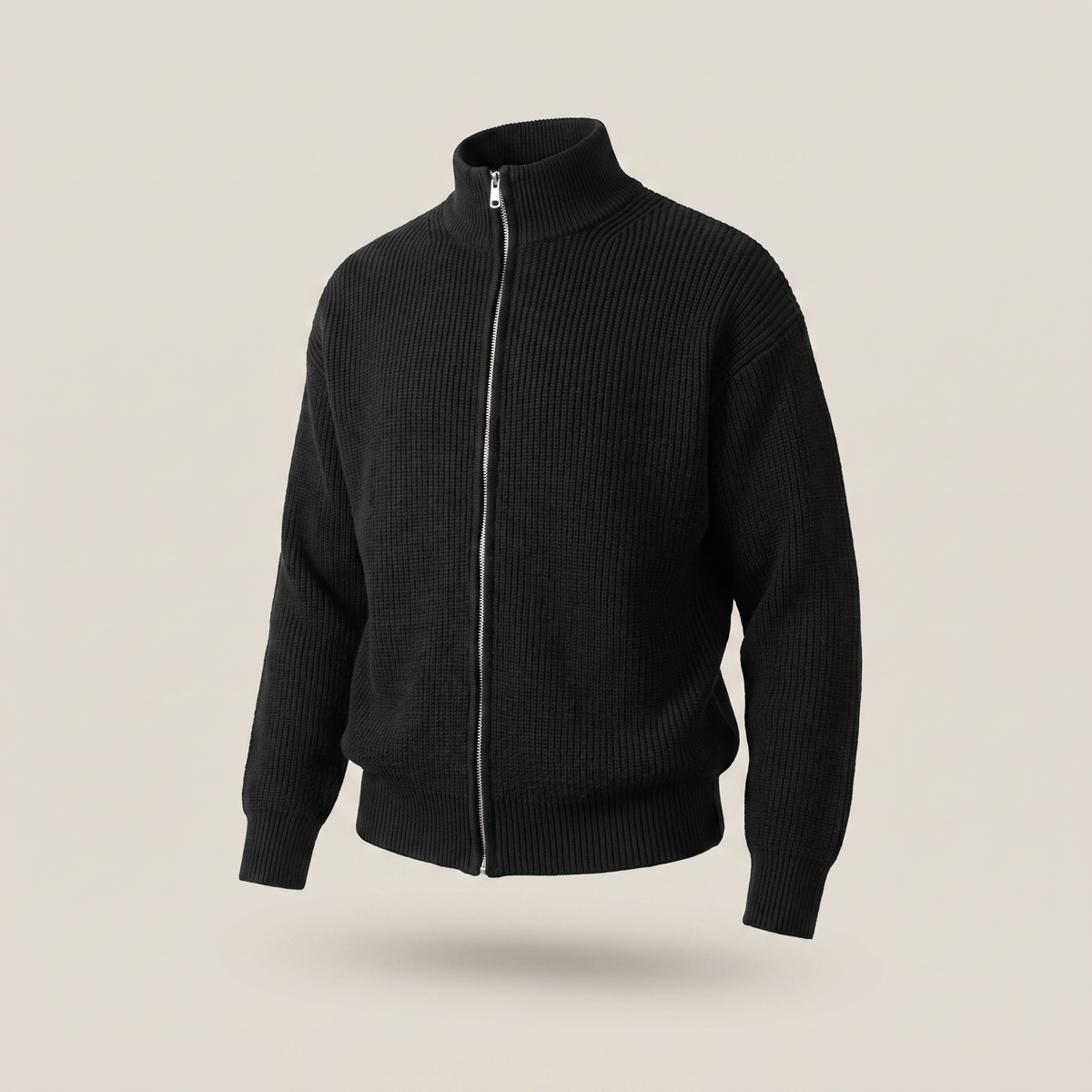 Hollis Smart-Casual Zip Cardigan - Black