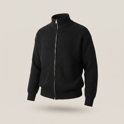 Hollis Smart-Casual Zip Cardigan - Black