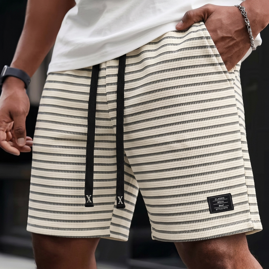 Holmsley Coastal Stripe Shorts - Cream