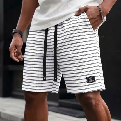 Holmsley Coastal Stripe Shorts - White