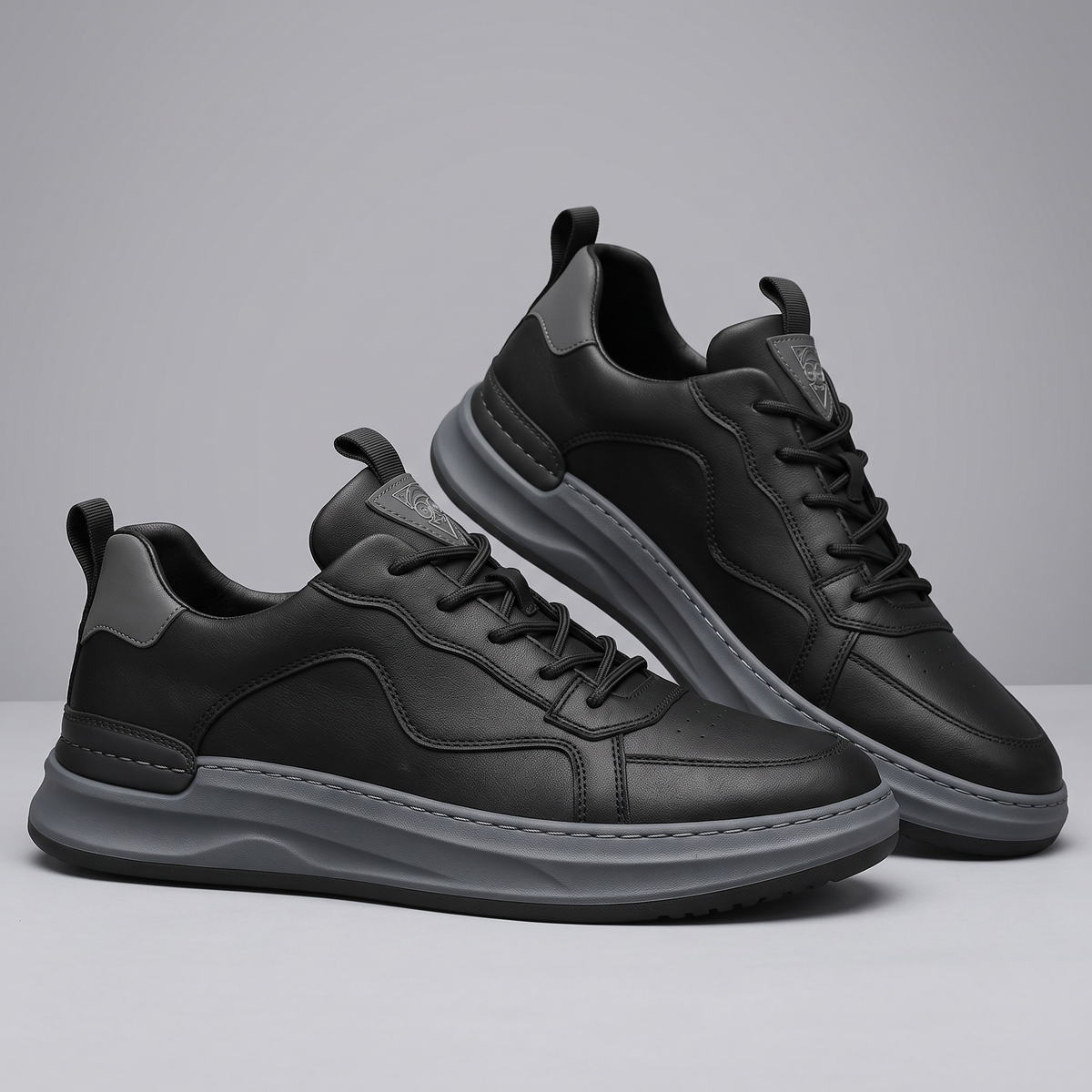 Hudson Leather-Look Sneakers - Black