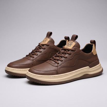 Hudson Leather-Look Sneakers - Brown