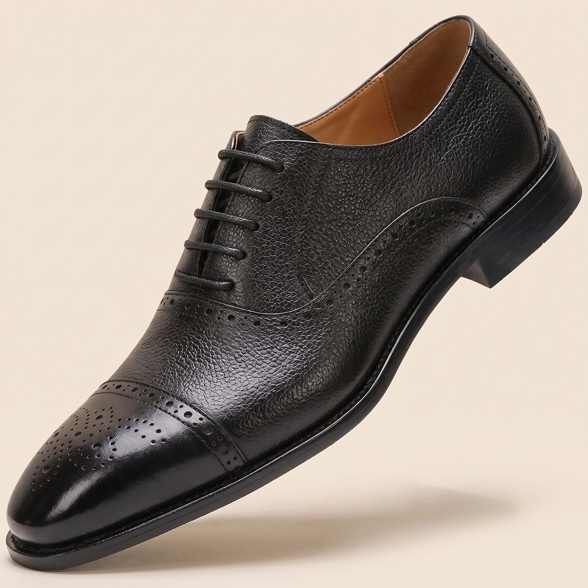 Huxley Premium Leather-Look Lace-Ups - Black