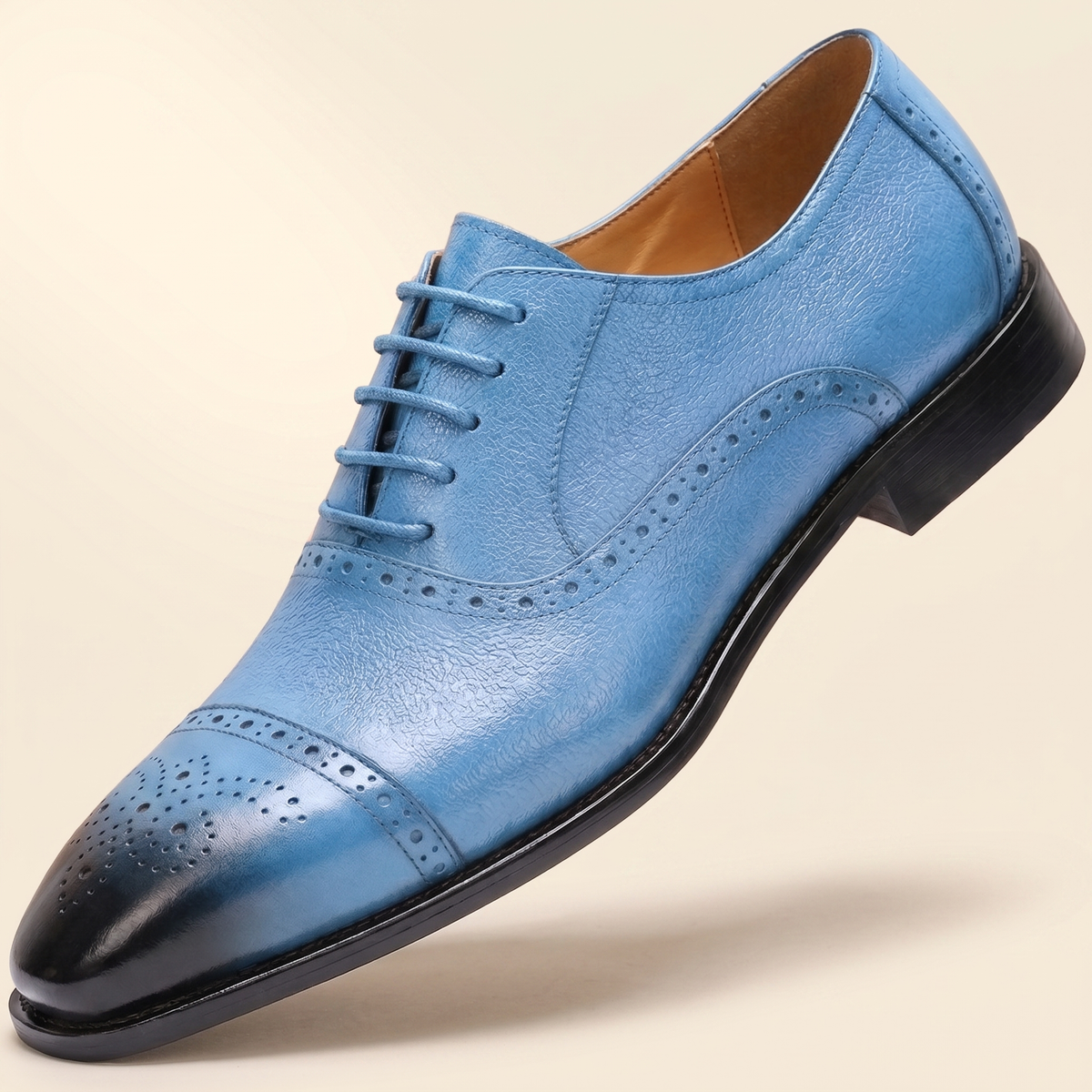 Huxley Premium Leather-Look Lace-Ups - Blue
