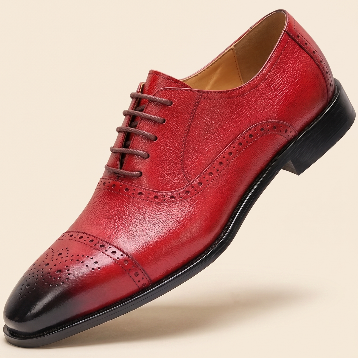 Huxley Premium Leather-Look Lace-Ups - Red