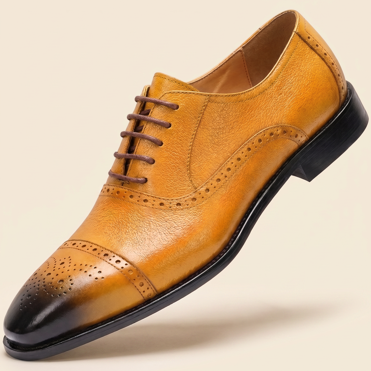 Huxley Premium Leather-Look Lace-Ups - Yellow