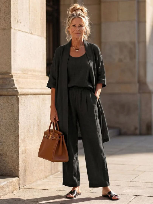 Imogen Lightweight Cardigan Set - Black