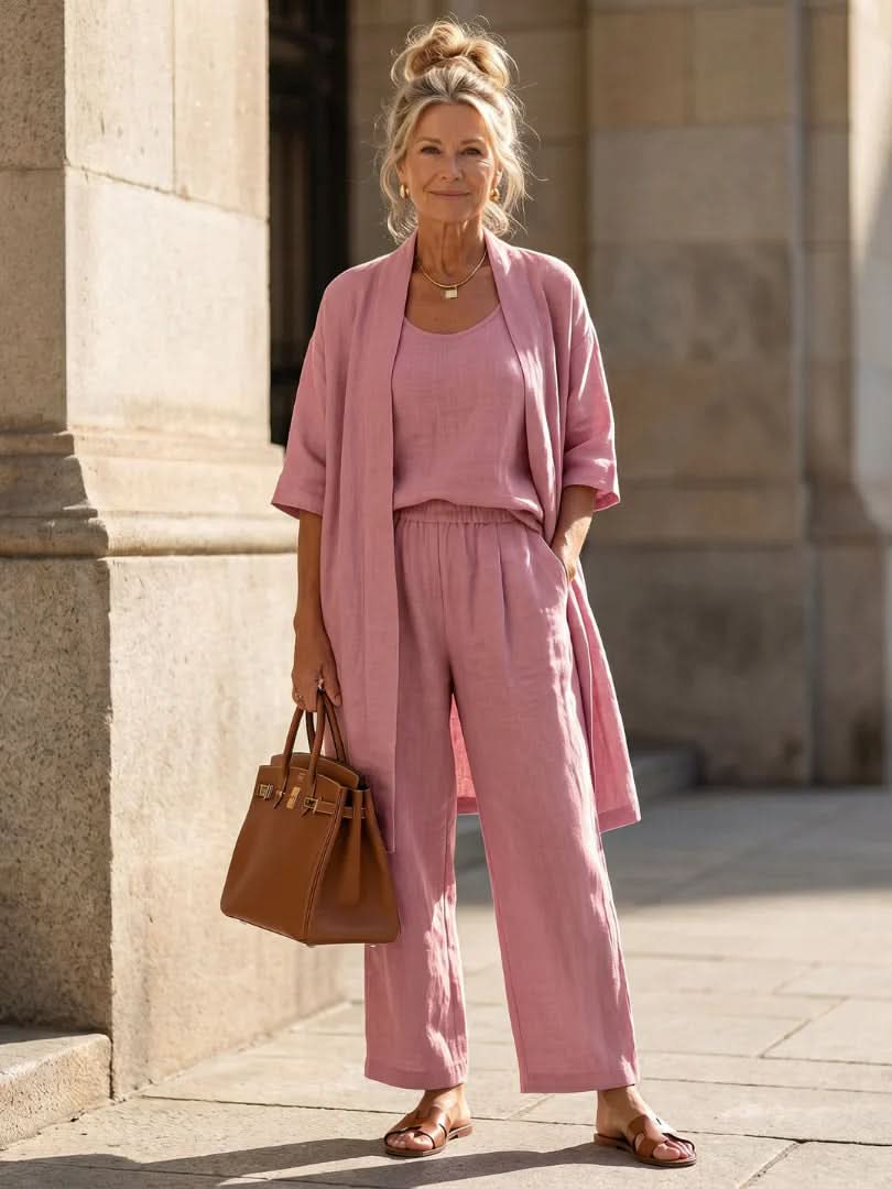 Imogen Lightweight Cardigan Set - Pink