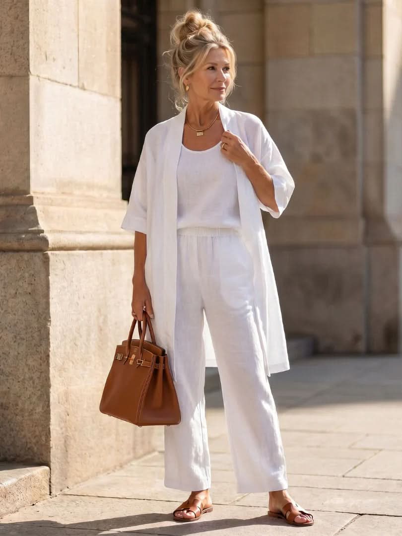 Imogen Lightweight Cardigan Set - White