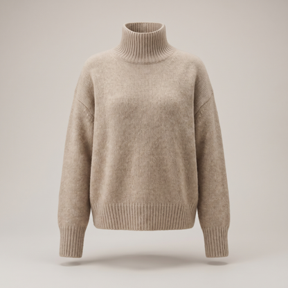 Isabella High-Neck Sweater - Khaki