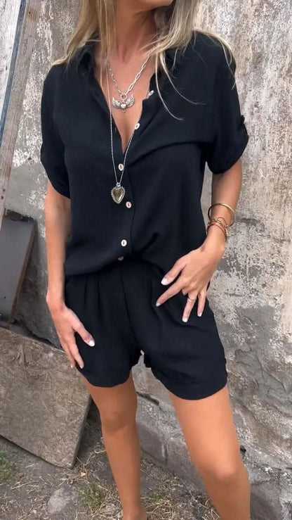 Isla Linen Co-Ord Set - Black