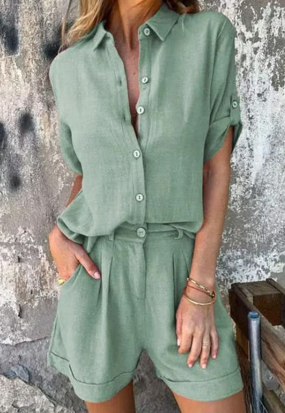 Isla Linen Co-Ord Set - Matcha