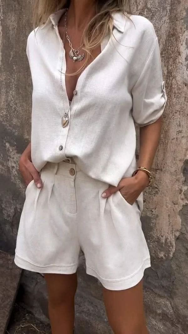 Isla Linen Co-Ord Set - Off White