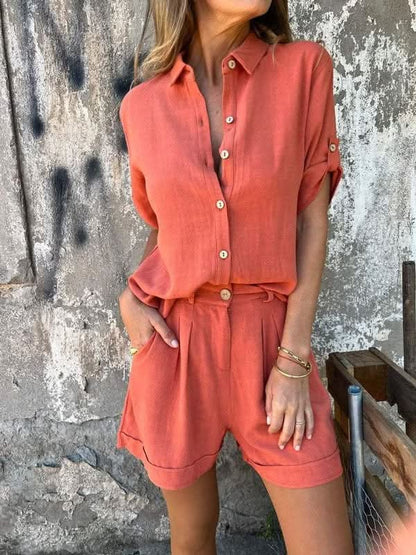 Isla Linen Co-Ord Set - Orange