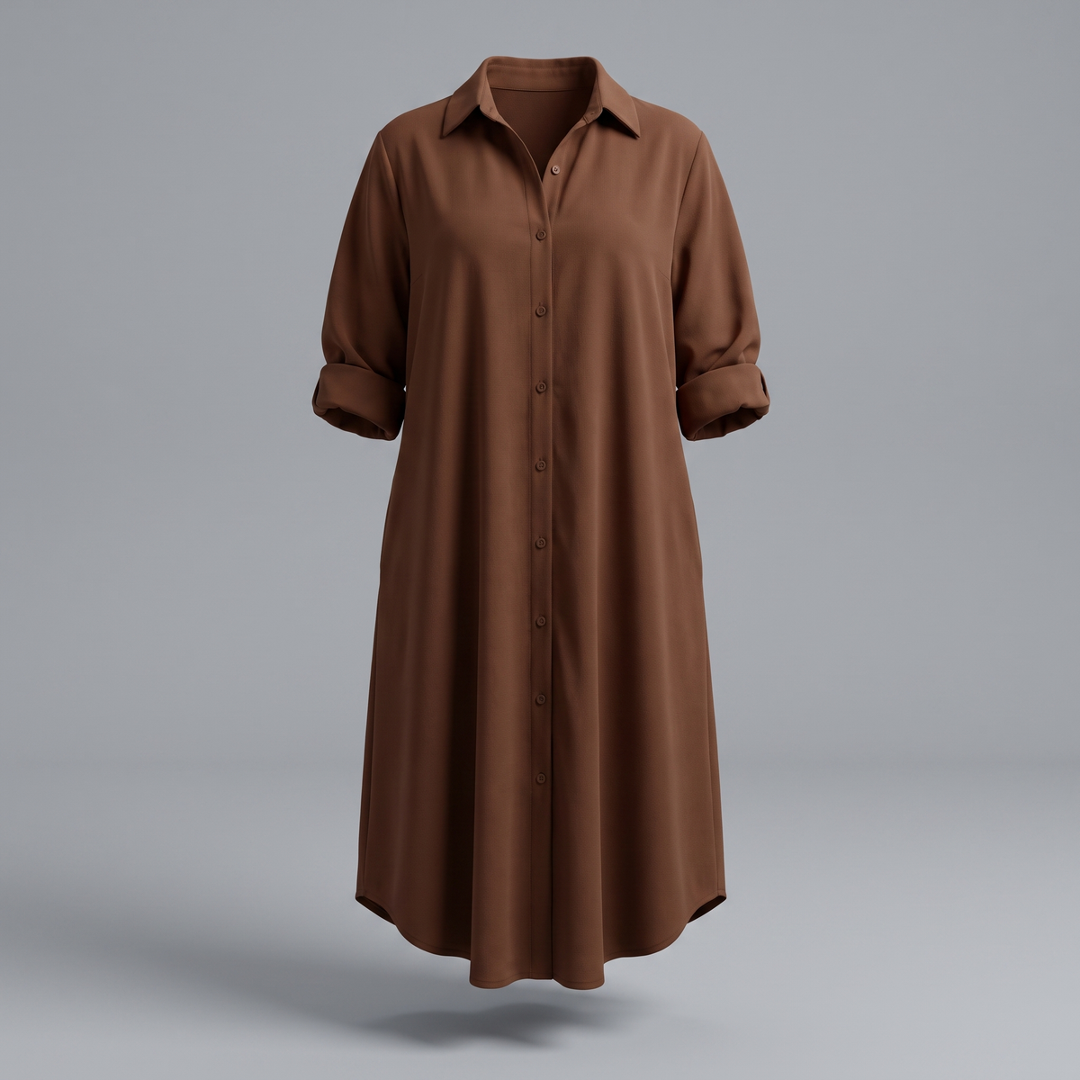 Ivy Button Dress - Brown