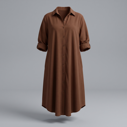 Ivy Button Dress - Brown