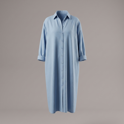 Ivy Button Dress - Ice Blue