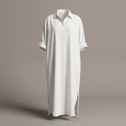 Ivy Button Dress - White