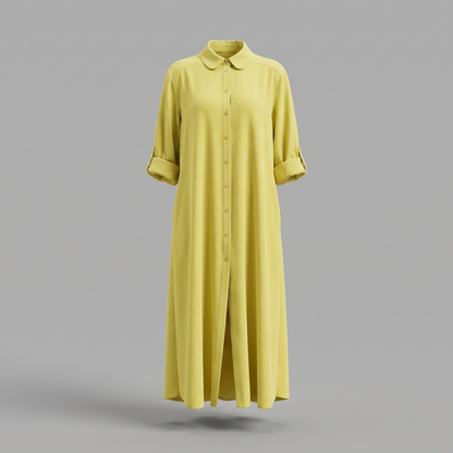 Ivy Button Dress - Yellow