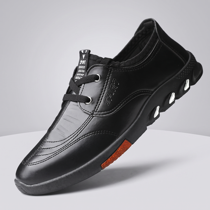 Kingsbridge Leather-Look Comfort Shoes - Black Lace Up