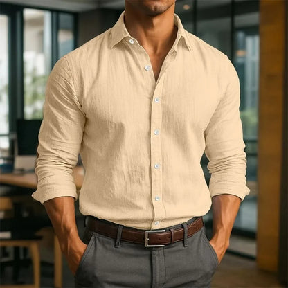 Kingsley Linen Long Sleeve Shirt - Cream