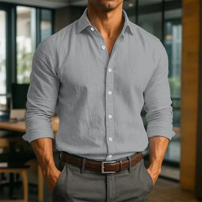 Kingsley Linen Long Sleeve Shirt - Grey