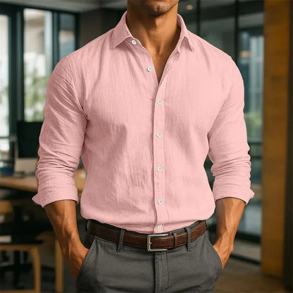 Kingsley Linen Long Sleeve Shirt - Pink