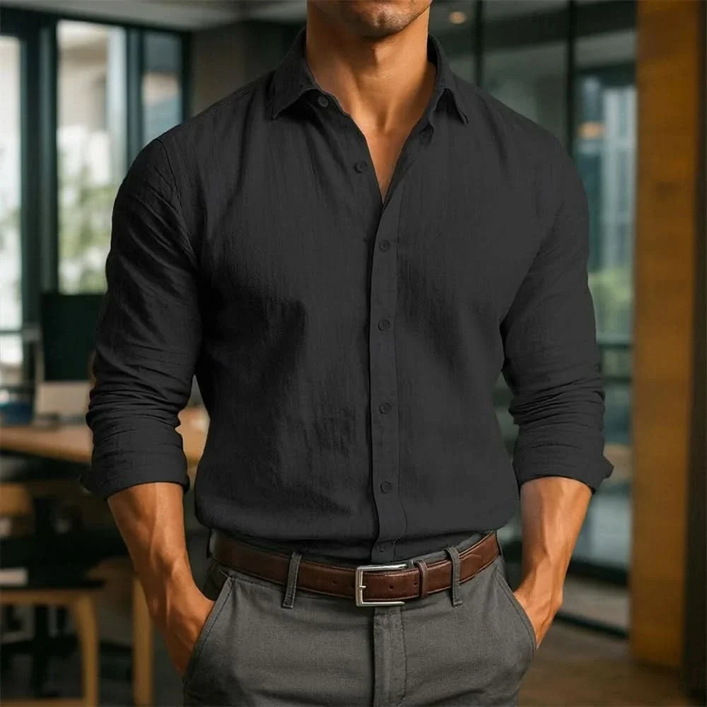 Kingsley Linen Long Sleeve Shirt - Teal
