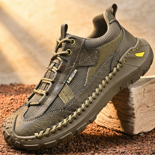 Kingsrow Leather-Look Sport Trainers - Army Green