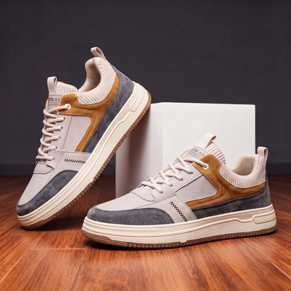 Kinross Panelled Suede-Look Trainers - Royal Beige