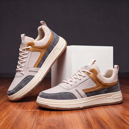 Kinross Panelled Suede-Look Trainers - Royal Beige